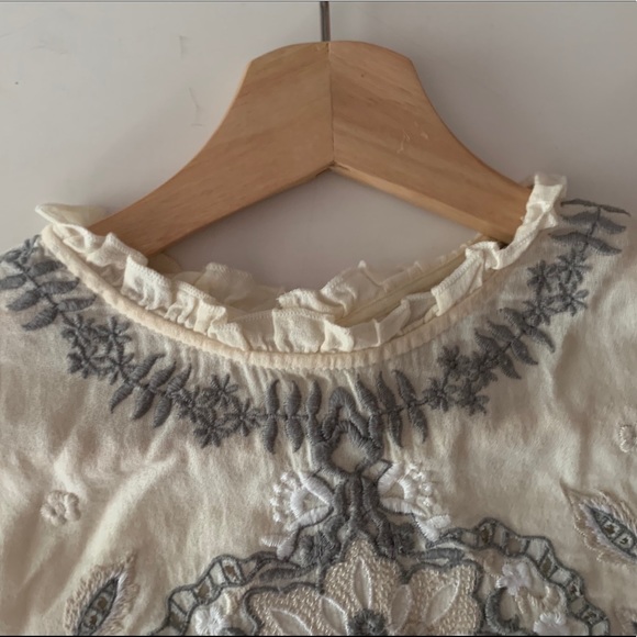 ZARA blouse embroidered top long sleeve - Picture 9 of 14